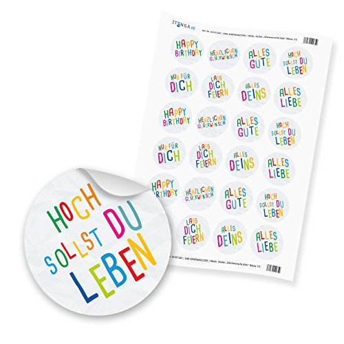 24 x itenga Sticker Aufkleber Etikett „Glückwünsche Kids“ (Motiv 77) von itenga