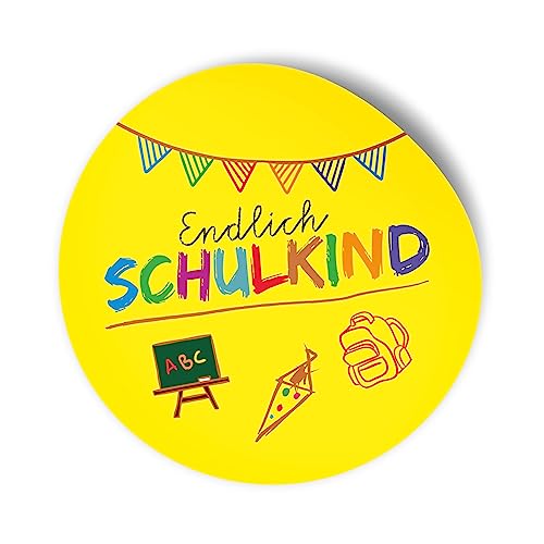 24 x itenga Sticker Aufkleber Etikett Schulanfang Einschulung Ich werde eingeschult (Endlich Schulkind GELB) von itenga