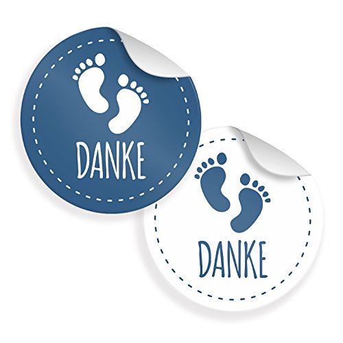 24x itenga Sticker Danke Fußabdrücke (Motiv 29) 4cm Geschenk Aufkleber Taufe Geburt von itenga