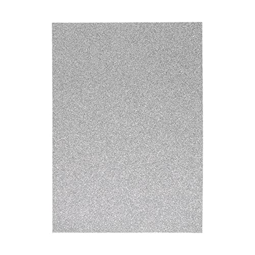Glitzer Moosgummi Platte - DIN A4 - 1 Bogen Moosgummi Glitzer - Schaumgummi Basteln - Schaumstoff zum Basteln (Moosgummi SILBER) von itenga