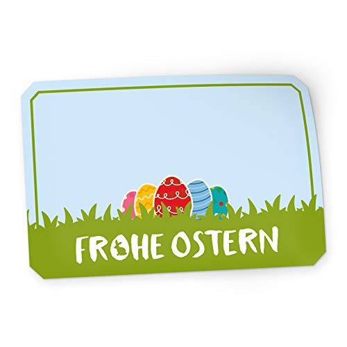 itenga 10 x Geschenkaufkleber Frohe Ostern Ostereier Aufkleber rechteckig für kurze Texte Namensschild Geschenkeaufkleber Etikett Sticker von itenga