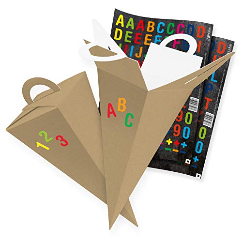 itenga 10x Geschenktüte Gastgeschenk Schultüte Braun 32 cm mit Sticker Aufkleber Alphabet Einschulung Schulanfang itenga 10x Geschenktüte Gastgeschenk Schultüte Braun 32 cm mit Sticker Aufkleber Alphabet Einschulung Schulanfang von itenga