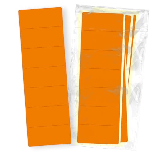 itenga 10x Ordneretiketten BREIT Ordnerrückenschild für BREITE Ordner vollflächig farbig I Ordnerschild selbstklebend aus Haftpapier 6x19cm (orange) von itenga