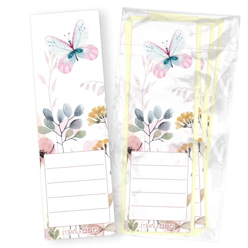 itenga 10x Ordneretiketten Ordnerrückenschild für breite Ordner 6x19cm I Aufkleber für Ordnerrücken selbstklebend aus Haftpapier (Schmetterling) von itenga