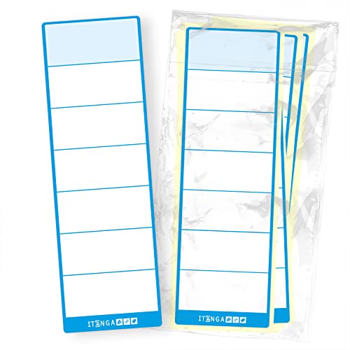 itenga 10x Ordneretiketten Ordnerrückenschild für breite Ordner 6x19cm I Aufkleber für Ordnerrücken selbstklebend aus Haftpapier (blau) von itenga