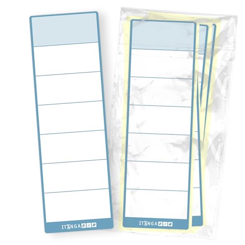 itenga 10x Ordneretiketten Ordnerrückenschild für breite Ordner 6x19cm I Aufkleber für Ordnerrücken selbstklebend aus Haftpapier (nordic blue) von itenga