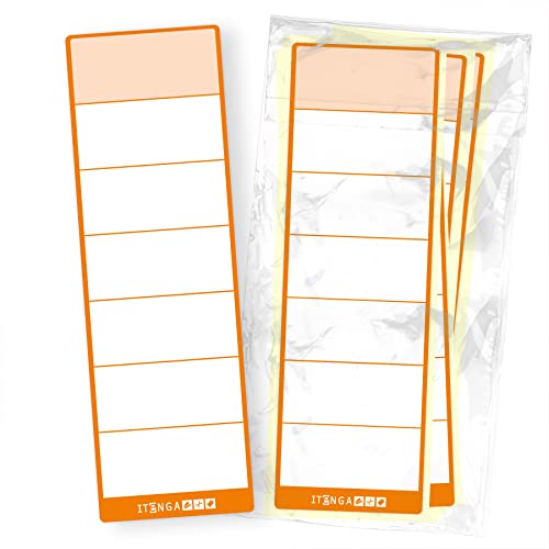 itenga 10x Ordneretiketten Ordnerrückenschild für breite Ordner 6x19cm I Aufkleber für Ordnerrücken selbstklebend aus Haftpapier (orange) von itenga