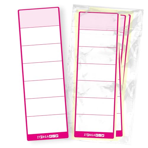 itenga 10x Ordneretiketten Ordnerrückenschild für breite Ordner 6x19cm I Aufkleber für Ordnerrücken selbstklebend aus Haftpapier (pink) von itenga