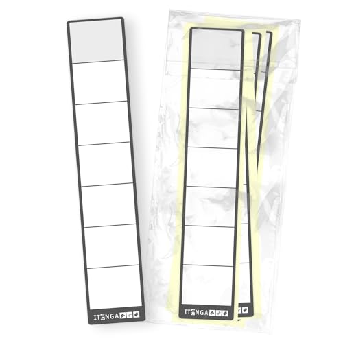 itenga 10x Ordneretiketten SCHMAL Ordnerrückenschild für schmale Ordner I Aufkleber für Ordnerrücken selbstklebend aus Haftpapier 3,6x19cm (dunkelgrau) von itenga