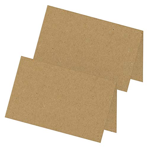 itenga 24 x Tischkarten Platzkarten Namensschild Aufsteller Neutral Braun Blanko Hochzeit Geburtstag Feier Tischdeko Kraftpapier Textur von itenga