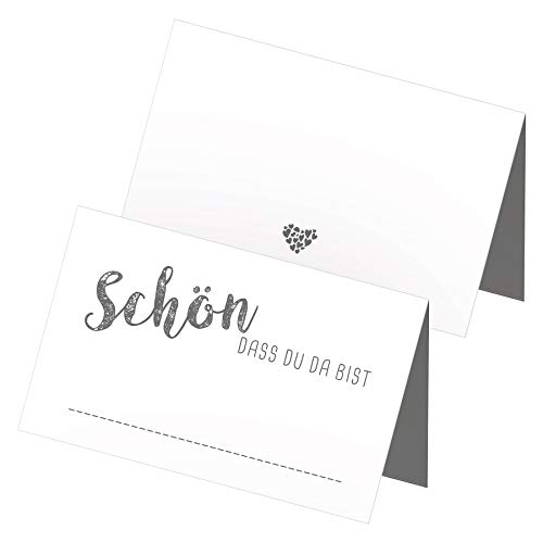 itenga 24 x Tischkarten Schön DASS du da bist Platzkarte Namensschild (Taubengrau/grau) von itenga