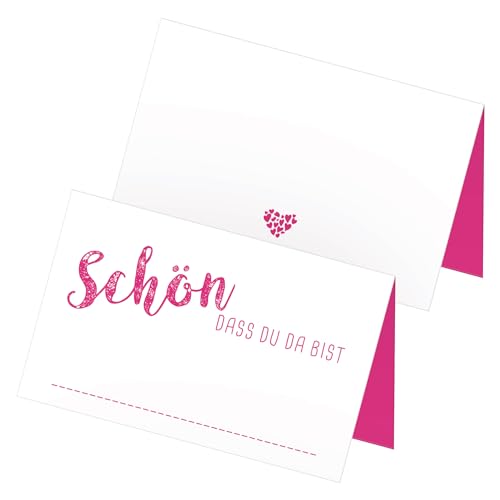 itenga 24 x Tischkarten Schön DASS du da bist Platzkarte Namensschild (pink) von itenga