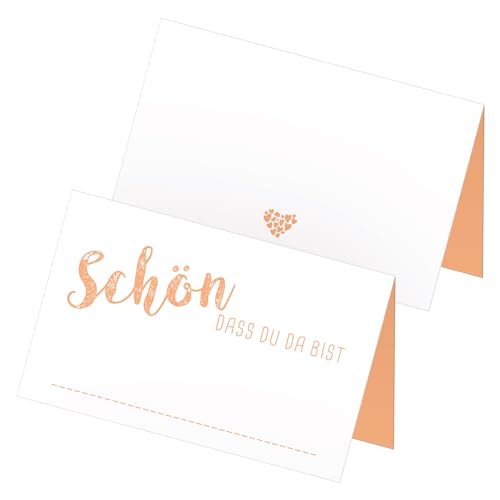 itenga 24 x Tischkarten Schön DASS du da bist Platzkarte Namensschild (apricot) von itenga