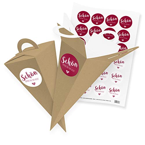 itenga 24x Geschenktüte Gastgeschenk Schultüte Braun 21 cm mit Stickerbogen Aufkleber Schön DASS du da bist Bordeaux itenga 24x Geschenktüte Gastgeschenk Schultüte Braun 21 cm mit Stickerbogen Aufkleber Schön DASS du da bist Bordeaux von itenga