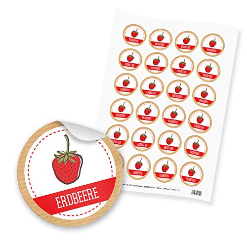 itenga 24x Sticker Aufkleber Erdbeere Marmelade Konfitüre Likör Etikett für Einmachgläser Weckgläser von itenga