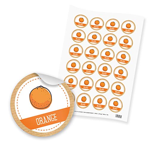 itenga 24x Sticker Aufkleber Orange Marmelade Konfitüre Likör Etikett für Einmachgläser Weckgläser von itenga