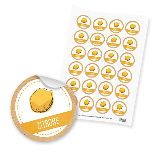 itenga 24x Sticker Aufkleber Zitrone Marmelade Konfitüre Likör Etikett für Einmachgläser Weckgläser von itenga
