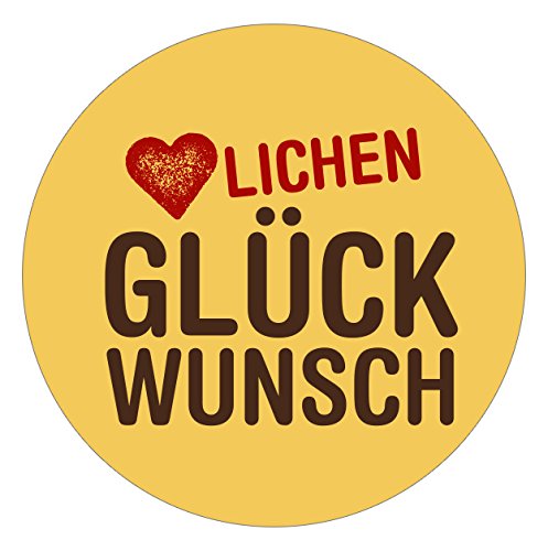 itenga 24x Sticker Herzlichen Glückwunsch (Motiv 16) 4cm Geschenk Aufkleber runde Spruc von itenga