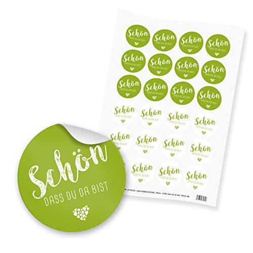 itenga 24x Sticker "Schön dass du da bist" frühlingsgrün grün (Motiv 98) von itenga