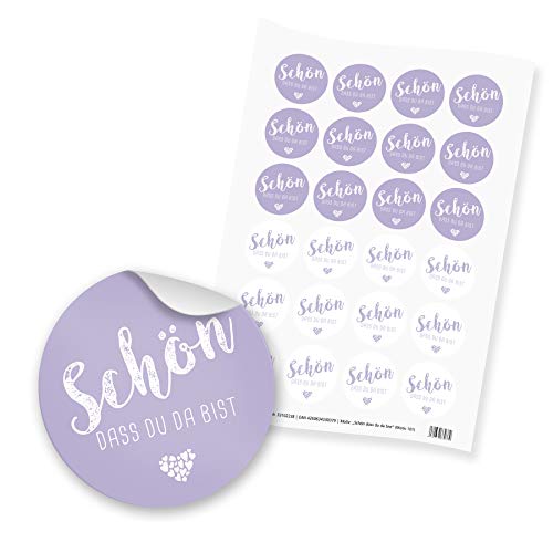 itenga 24x Sticker "Schön dass du da bist" lilac flieder (Motiv 101) von itenga