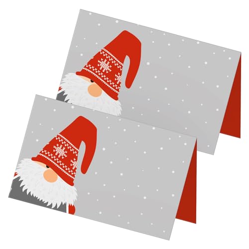 itenga 24x Tischkarten Wichtel Motiv Wichtelbande Weihnachten Aufsteller Namensschild Platzkarte Figuren Rot Weiß Grau von itenga