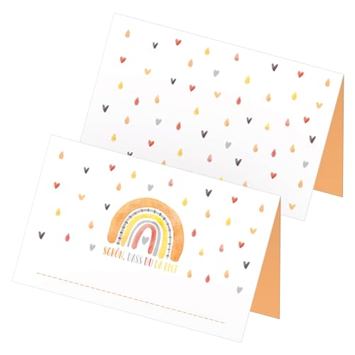 itenga 48 x Tischkarten Schön DASS du da bist - Platzkarte Namensschild (Regenbogen) von itenga