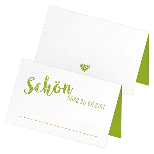 itenga 48 x Tischkarten Schön DASS du da bist - Platzkarte Namensschild (frühlingsgrün) von itenga