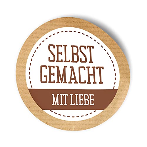 itenga 50x Etikett selbstgemacht mit Liebe Sticker Aufkleber braun selbstklebend für Marmelade Einmachgläser Geschenke - hochwertiges Papier - rund 4cm itenga 50x Etikett selbstgemacht mit Liebe Sticker Aufkleber braun selbstklebend für Marmelade Einmachgläser Geschenke - hochwertiges Papier - rund 4cm von itenga