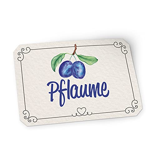 itenga 50x Marmeladen Etikett Pflaume Aufkleber Sticker Landhausstil hell selbstklebend für Marmelade Einmachgläser Geschenke - hochwertiges Papier - 4,5x3cm auch als Flaschenetikett verwendbar von itenga