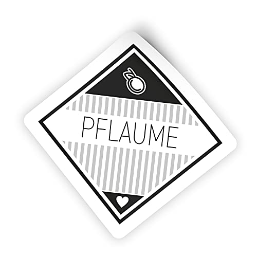 itenga 50x Marmeladen Etikett Pflaume Aufkleber Sticker modern schwarz weiß selbstklebend für Marmelade Einmachgläser Geschenke - 4,5x4,5cm von itenga