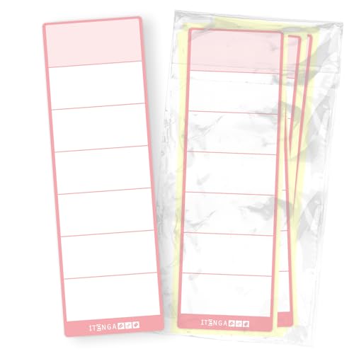 itenga 50x Ordneretiketten Ordnerrückenschild für breite Ordner I Aufkleber für Ordnerrücken selbstklebend aus Haftpapier 6x19cm (rosa) von itenga