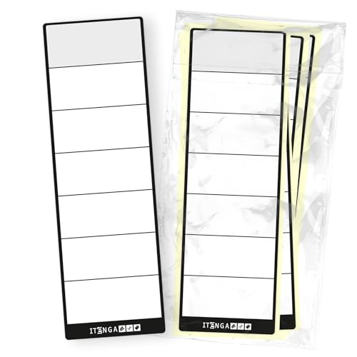 itenga 50x Ordneretiketten Ordnerrückenschild für breite Ordner I Aufkleber für Ordnerrücken selbstklebend aus Haftpapier 6x19cm (schwarz) von itenga
