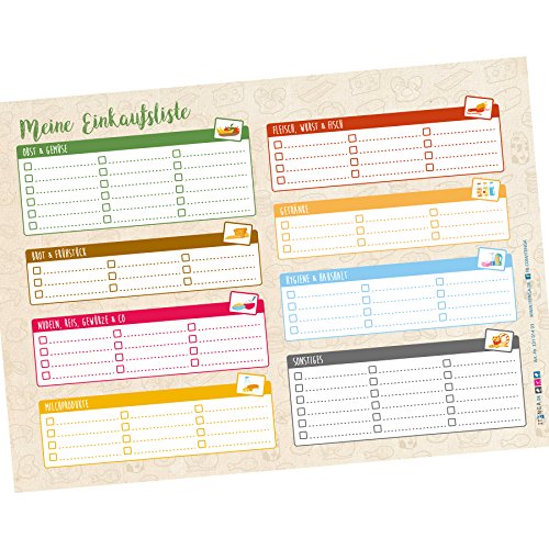 itenga Essensplan Food Planner Meal Planner DIN A4 Block 50 Seiten Wochenplan Einkaufszettel (DIN A5 Einkaufszettel) von itenga