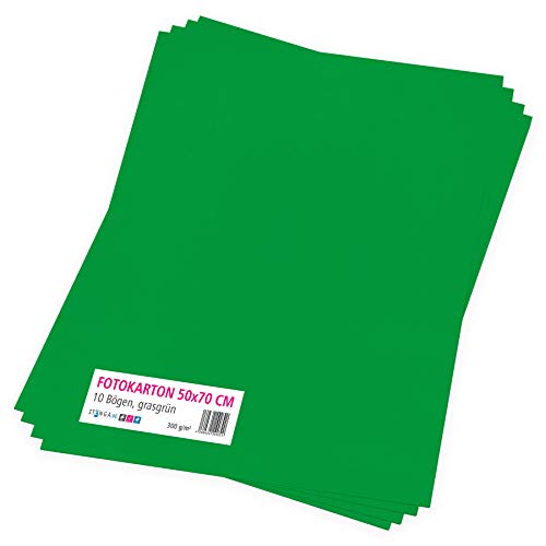 itenga Fotokarton 10 Blatt 50 x 70 cm 300 g/qm - Tonpapier Tonkarton Druckerpapier Bastelpapier Bogen durchgefärbt zum kreativen Gestalten und Basteln (Grasgrün) von itenga