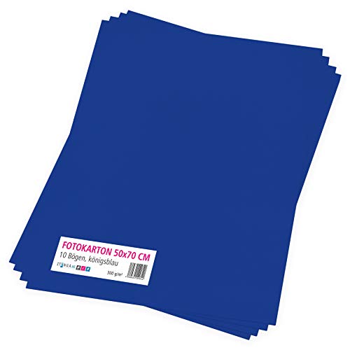 itenga Fotokarton 10 Blatt 50 x 70 cm 300 g/qm - Tonpapier Tonkarton Druckerpapier Bastelpapier Bogen durchgefärbt zum kreativen Gestalten und Basteln (Königsblau) von itenga