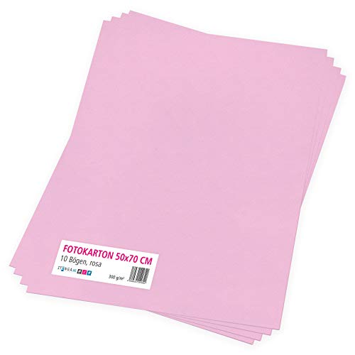 itenga Fotokarton 10 Blatt 50 x 70 cm 300 g/qm - Tonpapier Tonkarton Druckerpapier Bastelpapier Bogen durchgefärbt zum kreativen Gestalten und Basteln (Rosa) von itenga