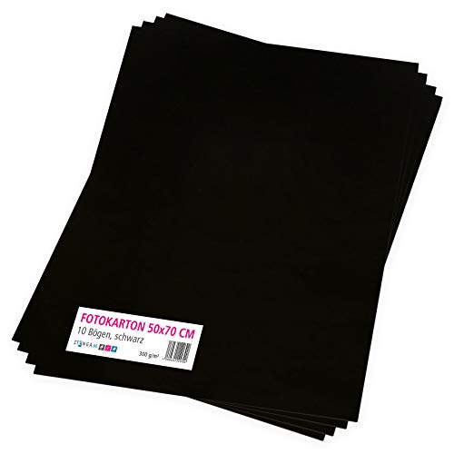 itenga Fotokarton 10 Blatt 50 x 70 cm 300 g/qm - Tonpapier Tonkarton Druckerpapier Bastelpapier Bogen durchgefärbt zum kreativen Gestalten und Basteln (Schwarz) von itenga