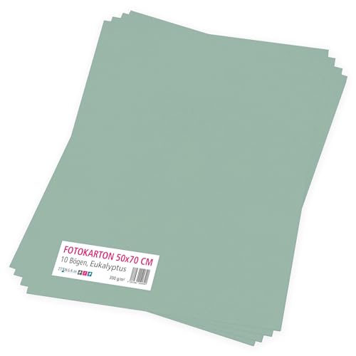 itenga Fotokarton 10 Blatt 50 x 70 cm 300 g/qm - Tonpapier Tonkarton Druckerpapier Bastelpapier Bogen durchgefärbt zum kreativen Gestalten und Basteln (eukalyptus grün) von itenga