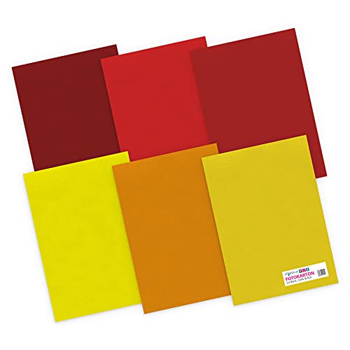 itenga Fotokarton 242 Blatt A4 300 g/qm - Tonpapier Tonkarton Druckerpapier Bastelpapier Bogen durchgefärbt zum kreativen Gestalten und Basteln (Gelb und Rottöne) von itenga