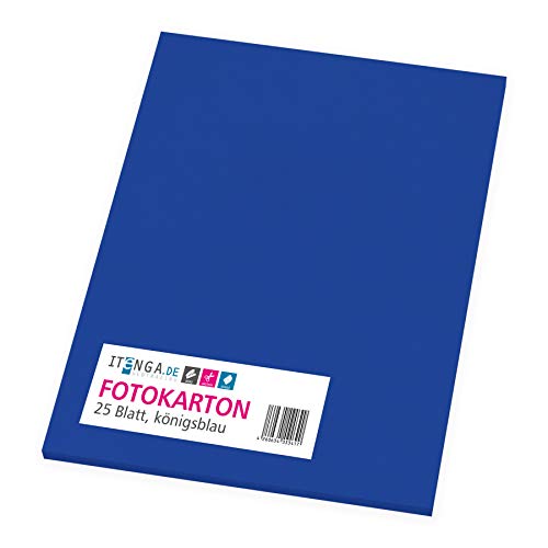 itenga Fotokarton 25 Blatt A4 300 g/qm - Tonpapier Tonkarton Druckerpapier Bastelpapier Bogen durchgefärbt zum kreativen Gestalten und Basteln (Königsblau) von itenga
