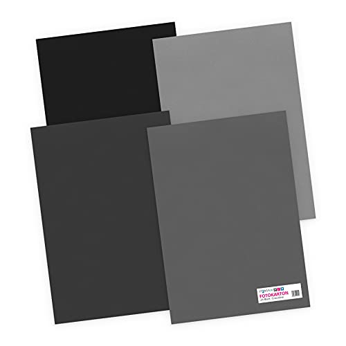 itenga Fotokarton 24 Blatt A4 300 g/qm - Tonpapier Tonkarton Druckerpapier Bastelpapier Bogen durchgefärbt zum kreativen Gestalten und Basteln (grau) von itenga