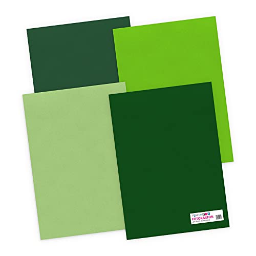 itenga Fotokarton 24 Blatt A4 300 g/qm - Tonpapier Tonkarton Druckerpapier Bastelpapier Bogen durchgefärbt zum kreativen Gestalten und Basteln (grün) von itenga