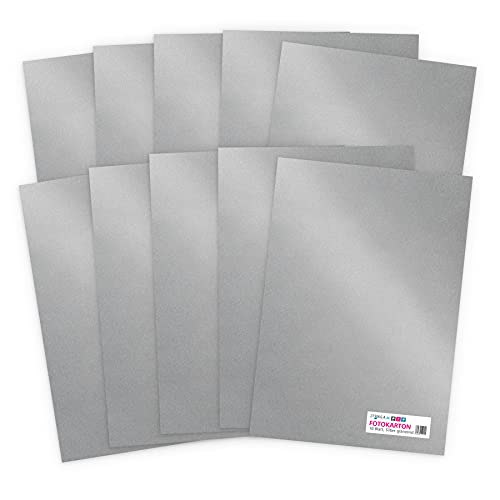itenga Fotokarton 10 Blatt A4 300 g/qm - Tonpapier Tonkarton Druckerpapier Bastelpapier Bogen durchgefärbt zum kreativen Gestalten und Basteln (silber) von itenga