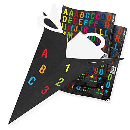 itenga Geschenktüte Gastgeschenk Schultüte Schiefer 32 cm mit Sticker Aufkleber Alphabet Einschulung Schulanfang von itenga