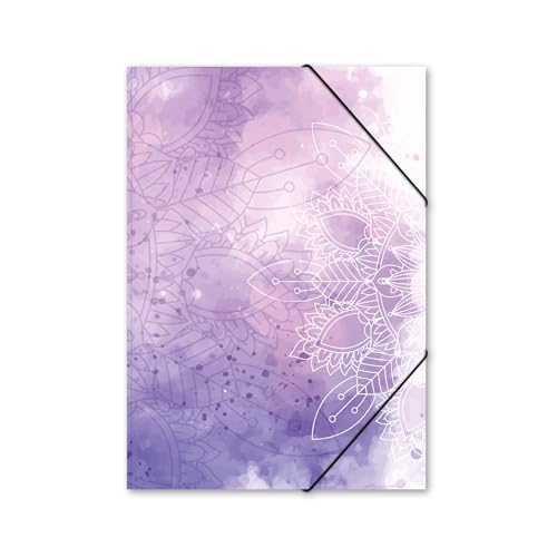 itenga Gummizugmappe mit Motiv DIN A4 - Sammelmappe Eckspanner - für Kinder Jugendliche Schüler Mädchen Jungen (Mandala Wasserfarben - A4) von itenga