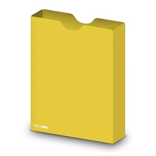 itenga Heftbox DIN A4 – Aufbewahrungsbox für Hefte & Blöcke | aus extra stabilem 0,7mm PP Kunststoff | flach geliefert, faltbar | Schutzbox für Schule, Studium & Büro (gelb) von itenga