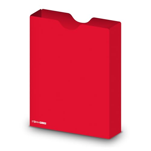 itenga Heftbox DIN A4 – Aufbewahrungsbox für Hefte & Blöcke | aus extra stabilem 0,7mm PP Kunststoff | flach geliefert, faltbar | Schutzbox für Schule, Studium & Büro (rot) von itenga