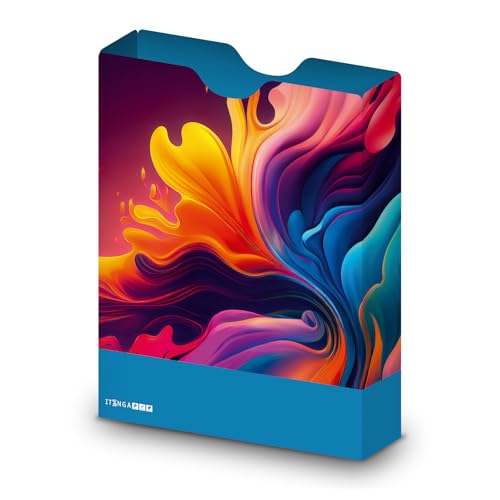 itenga Heftbox DIN A4 – Aufbewahrungsbox für Hefte & Blöcke mit Motivdruck | aus extra stabilem 0,7mm PP Kunststoff | flach geliefert faltbar | Schulbox für Mädchen & Jungen (Farbkleckse) von itenga