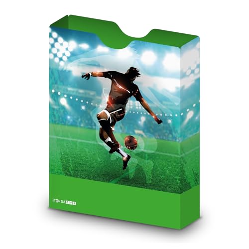 itenga Heftbox DIN A4 – Aufbewahrungsbox für Hefte & Blöcke mit Motivdruck | aus extra stabilem 0,7mm PP Kunststoff | flach geliefert faltbar | Schulbox für Mädchen & Jungen (Fussball) von itenga