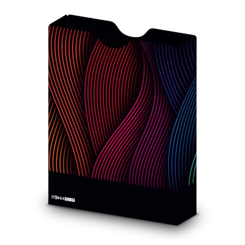 itenga Heftbox DIN A4 – Aufbewahrungsbox für Hefte & Blöcke mit Motivdruck | aus extra stabilem 0,7mm PP Kunststoff | flach geliefert faltbar | Schulbox für Mädchen & Jungen (Wellen) von itenga